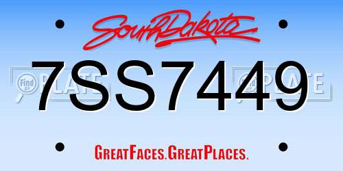 7SS7449 South Dakota License Plate