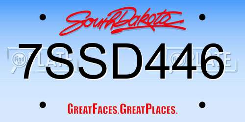7SSD446 South Dakota License Plate