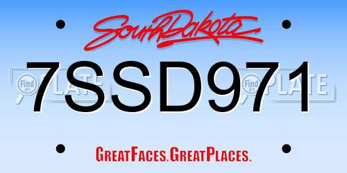 7SSD971 South Dakota License Plate