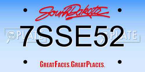 7SSE52 South Dakota License Plate