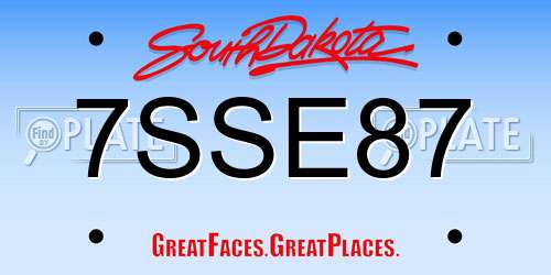 7SSE87 South Dakota License Plate