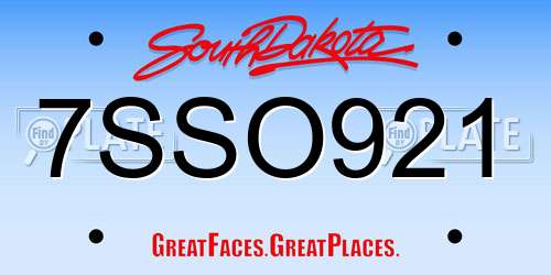 7SSO921 South Dakota License Plate