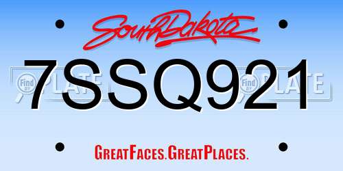 7SSQ921 South Dakota License Plate