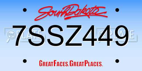 7SSZ449 South Dakota License Plate