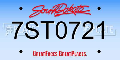 7ST0721 South Dakota License Plate