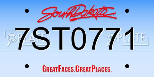 7ST0771 South Dakota License Plate