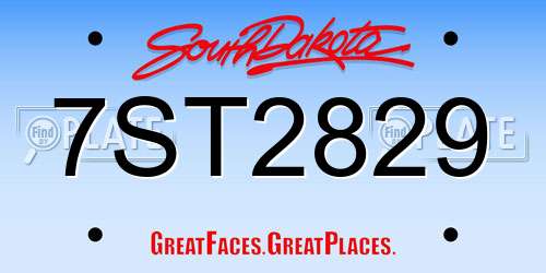7ST2829 South Dakota License Plate