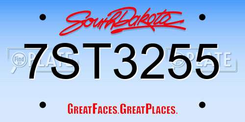 7ST3255 South Dakota License Plate