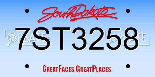7ST3258 South Dakota License Plate