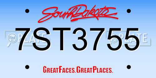 7ST3755 South Dakota License Plate