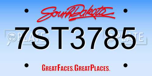 7ST3785 South Dakota License Plate