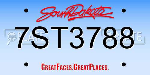 7ST3788 South Dakota License Plate