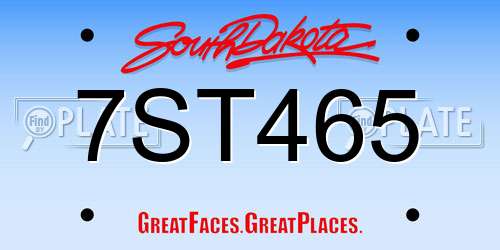 7ST465 South Dakota License Plate