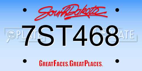 7ST468 South Dakota License Plate