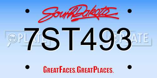 7ST493 South Dakota License Plate