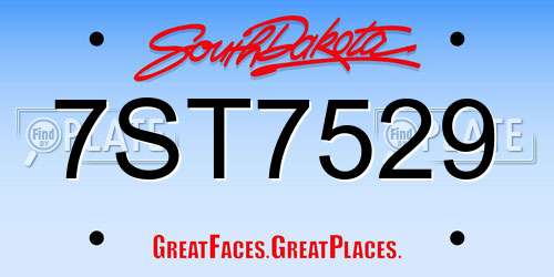 7ST7529 South Dakota License Plate