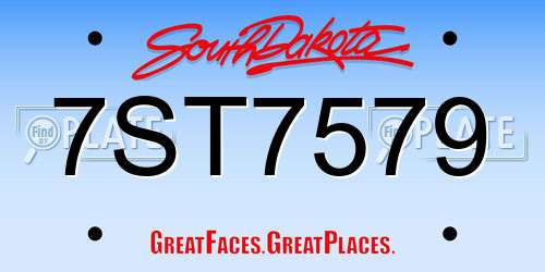 7ST7579 South Dakota License Plate