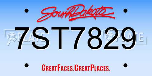 7ST7829 South Dakota License Plate