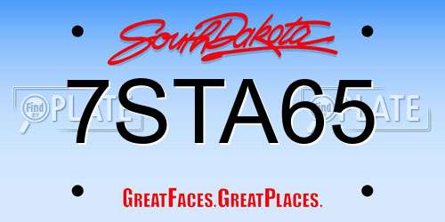 7STA65 South Dakota License Plate