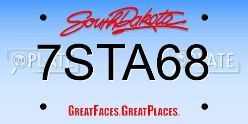 7STA68 South Dakota License Plate