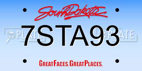 7STA93 South Dakota License Plate