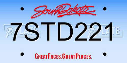 7STD221 South Dakota License Plate