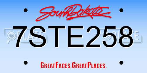 7STE258 South Dakota License Plate