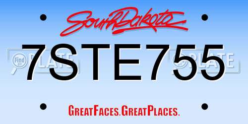 7STE755 South Dakota License Plate