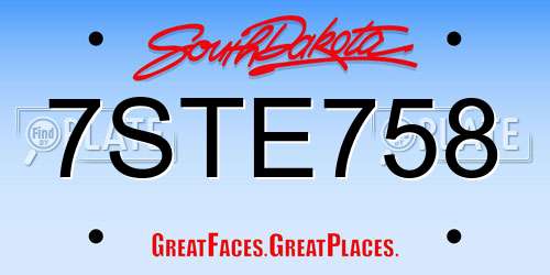 7STE758 South Dakota License Plate