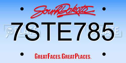 7STE785 South Dakota License Plate