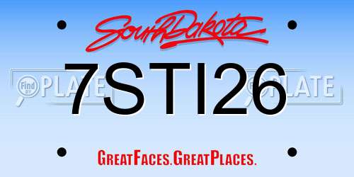 7STI26 South Dakota License Plate