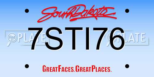 7STI76 South Dakota License Plate