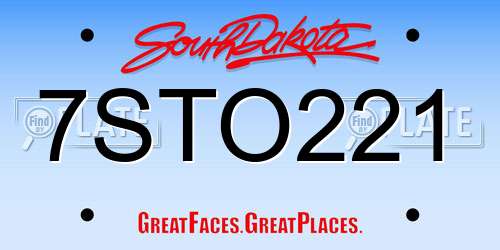 7STO221 South Dakota License Plate