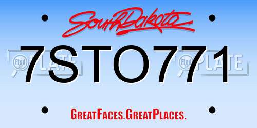 7STO771 South Dakota License Plate
