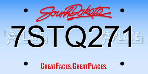 7STQ271 South Dakota License Plate