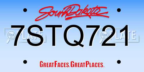 7STQ721 South Dakota License Plate