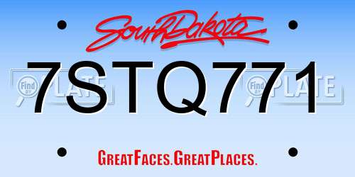 7STQ771 South Dakota License Plate