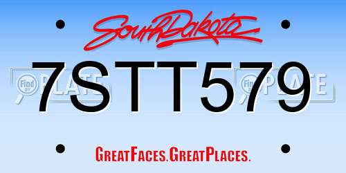 7STT579 South Dakota License Plate