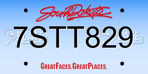 7STT829 South Dakota License Plate