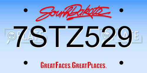 7STZ529 South Dakota License Plate