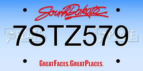 7STZ579 South Dakota License Plate