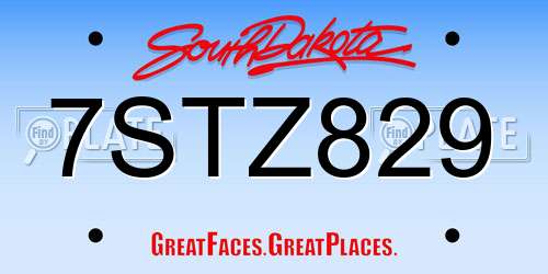 7STZ829 South Dakota License Plate