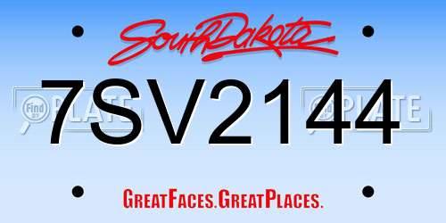 7SV2144 South Dakota License Plate