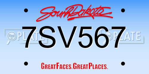 7SV567 South Dakota License Plate