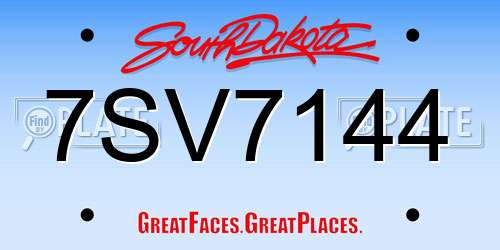 7SV7144 South Dakota License Plate