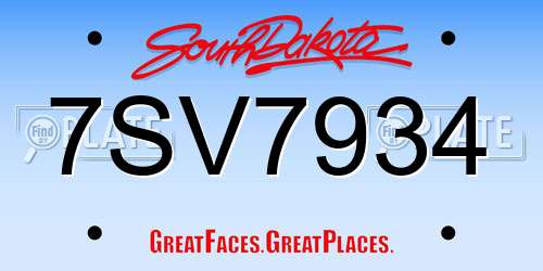 7SV7934 South Dakota License Plate