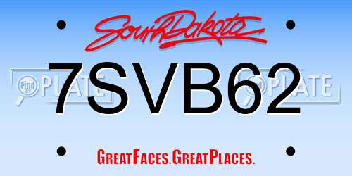 7SVB62 South Dakota License Plate
