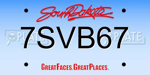 7SVB67 South Dakota License Plate