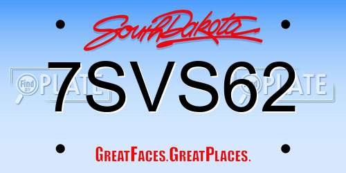 7SVS62 South Dakota License Plate