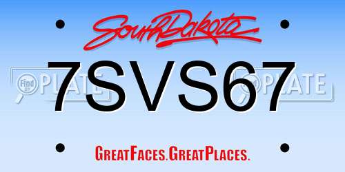 7SVS67 South Dakota License Plate
